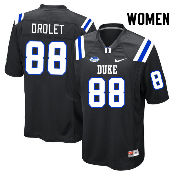 Women #88 Vincent Drolet Duke Blue Devils College Football Jerseys Stitched Sale-Black